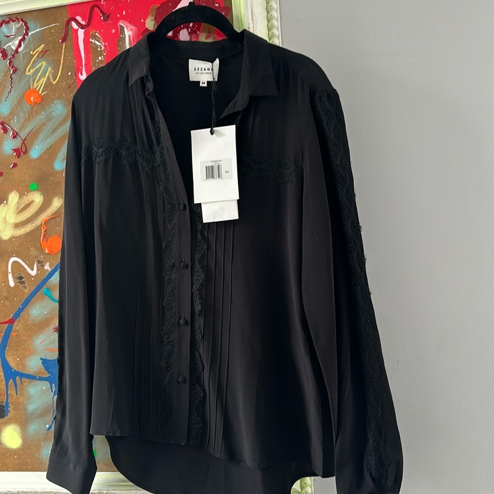 Sezane Black Blouse Mila